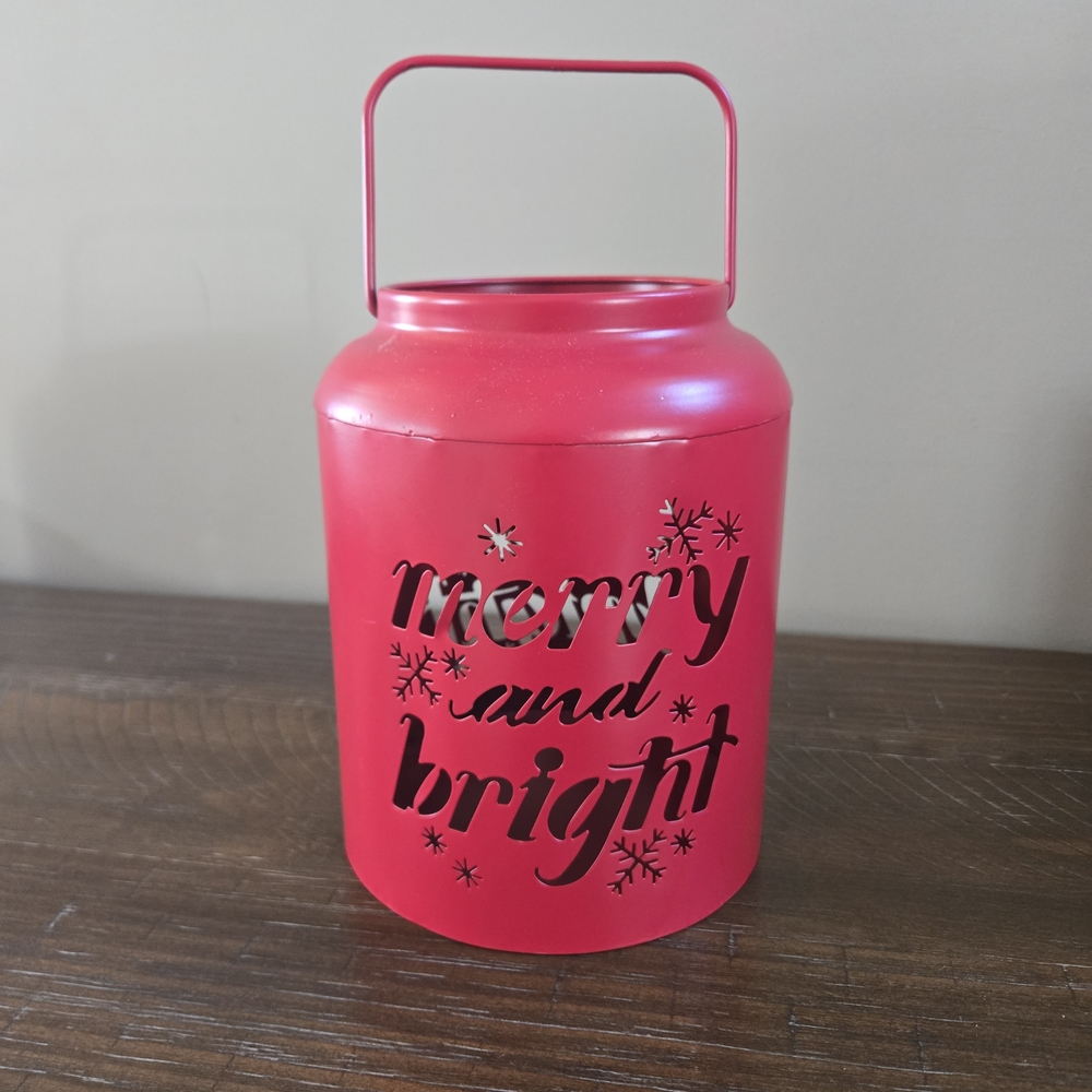Merry and Bright Red Holiday Lantern